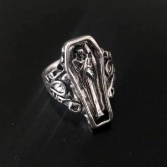 Vampire Coffin Silver Ring - Adjustable - Picture 1 of 16